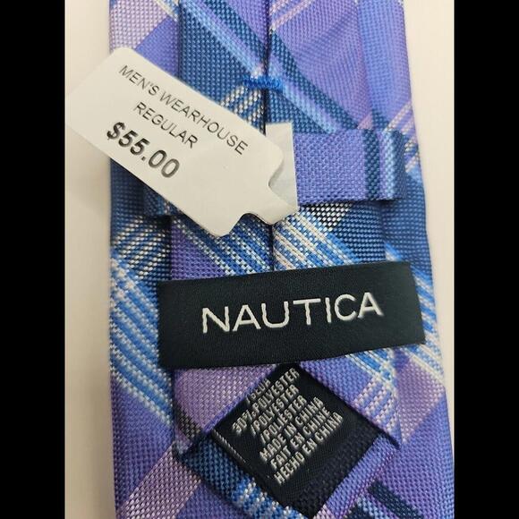 NAUTICA Mens Neck Tie Lavender Blue Gingham 3" x 57"‎ - Picture 2 of 3